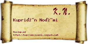 Kuprián Noémi névjegykártya
